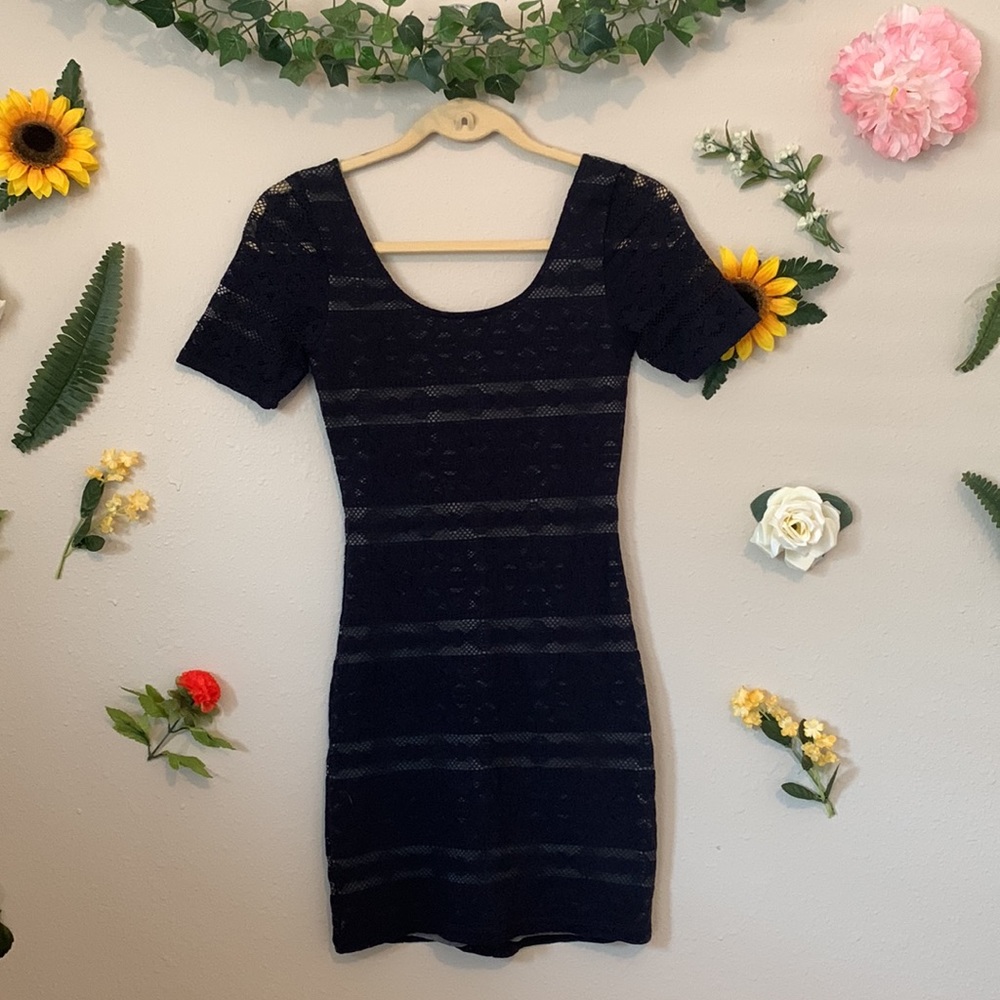 Abercrombie & Fitch Navy and Grey Lace Bodycon Dress